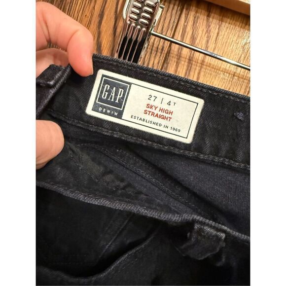 Gap black Denim soft black Sky High Straight Jeans Size 4 Tall - Picture 3 of 6